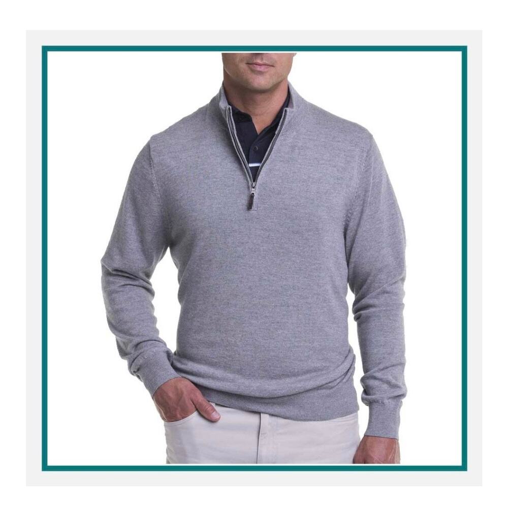 Fairway & Greene | Men's Size 2XL Gray Sweater 1/4 Zip Baruffa Merino Wool